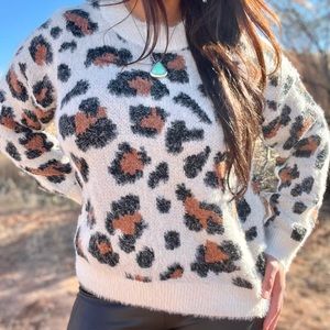 SALE Fuzzy Leopard Sweater